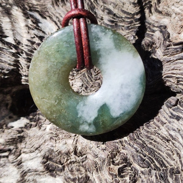 Burma Jade Donut *Rarität* ~ Edelstein Kette ~HIPPIE ~GOA ~Boho ~Tibet ~Ethno ~Nature ~Donut ~Schutzsymbol ~Heilstein