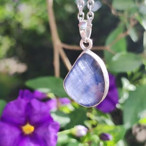 Saphir - Collier de pierres précieuses AAA en argent sterling 925 - Bijoux nobles pour femme et homme en filigrane, cadeau d&#39;anniversaire de mariage, pierre de guérison rareté bleue