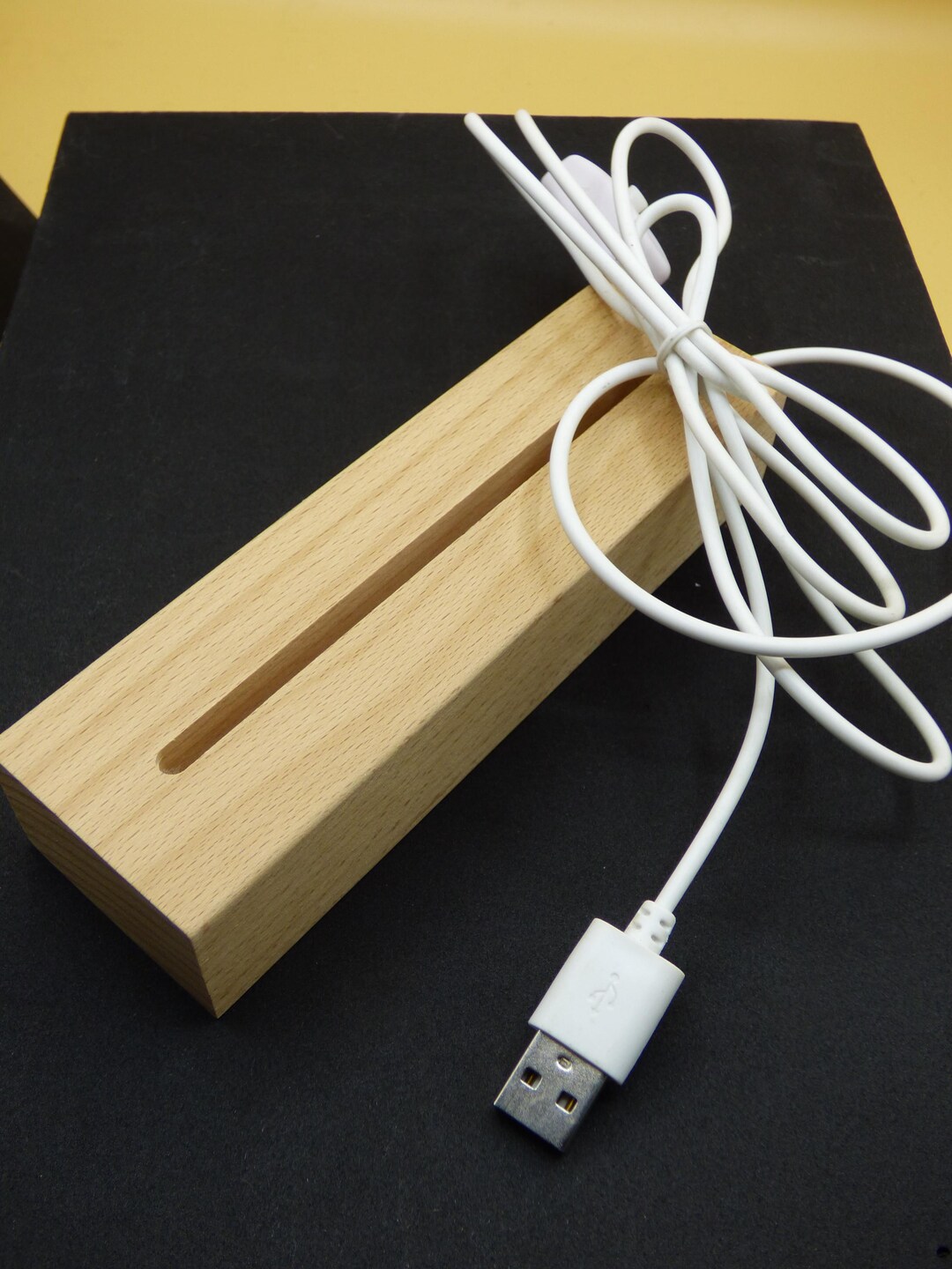 Coaster Usb Table LED + USB Stand Long Wooden Coaster Light Stand Market Jewelry ...