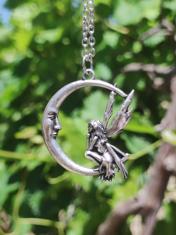 Skyrim Wicca Collana con ciondolo gufo Dea Crescent Moon