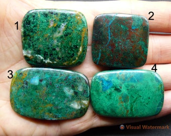 Chrysocoll  Edelstein Cabochon flacher Stein Auflegestein Deko Kristall Makramee Heilstein Crysokoll Crysokoll grün
