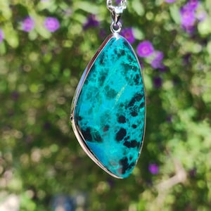 Chrysocoll AAA - 925 Sterling Silver Gemstone Necklace Natural Blue Protection Rarity Healing Stone Crystal Man Woman He She Gift Friend Brother