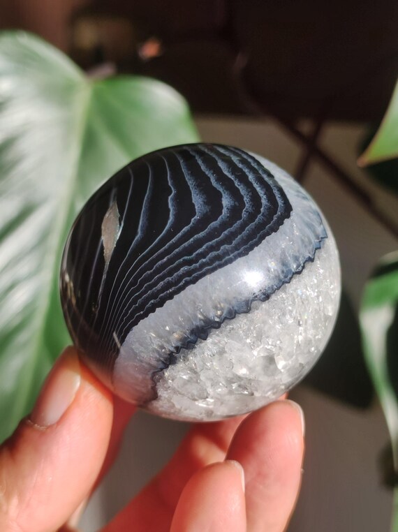 Black Sardonyx - Gemstone Sphere, Natural Healing Stone