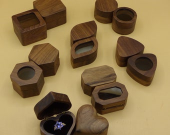 Ring Holz Box Hochzeit Verlobung Ehe Trauring Schatulle Geschenk Besonders Form Herz Blatt Rund Glas Übergabe Aufbewahrung Schmuck Jahrestag