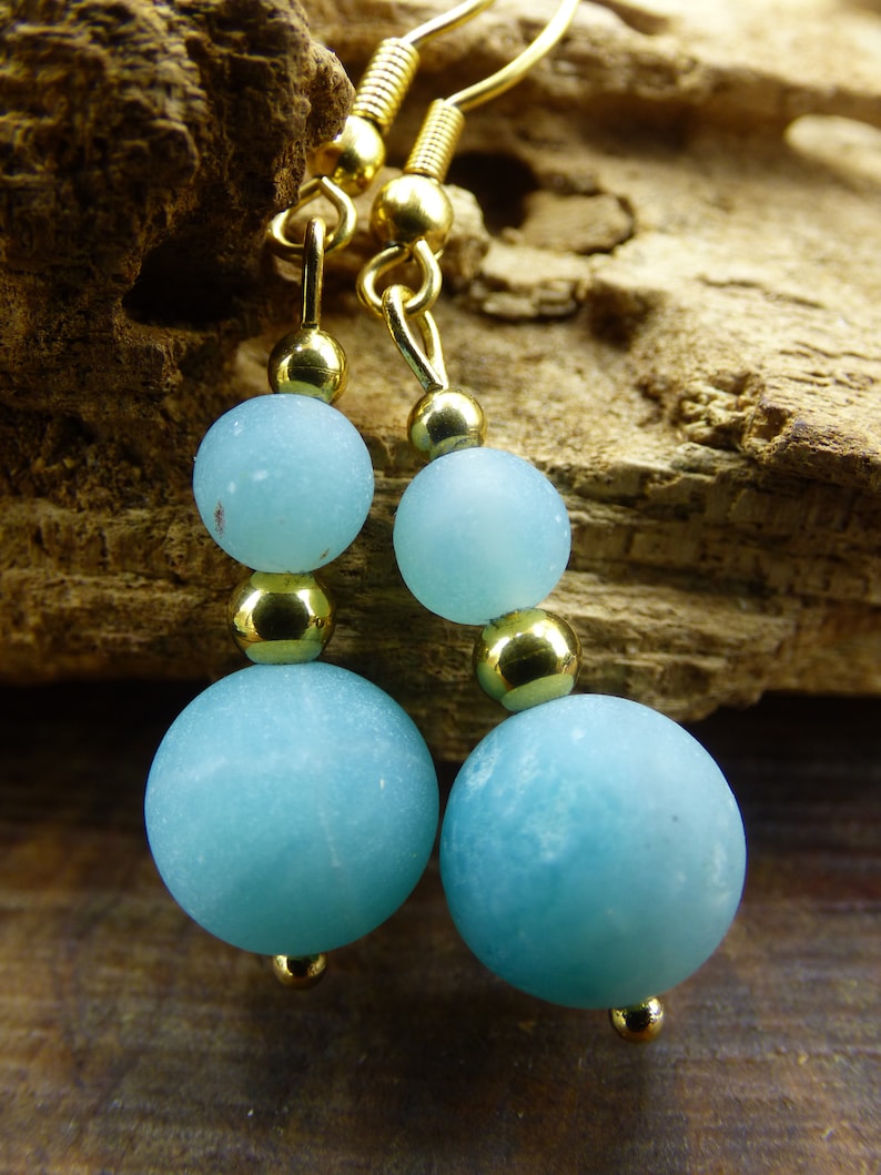Amazonite ~ Gem Earrings ~ GOA ~ Hippie ~ Boho ~ Ethno ~ Nature ~ Healing Stone ~ Nature ~ Earrings ~ Stainless Steel ~ rarity Two Designs