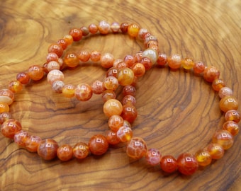 Fire Agate - Gemstone Bracelet Red GOA Hippie Boho Natural Healing Stone Gift He She Man Woman Friend Rare Power Energy Power Chakra
