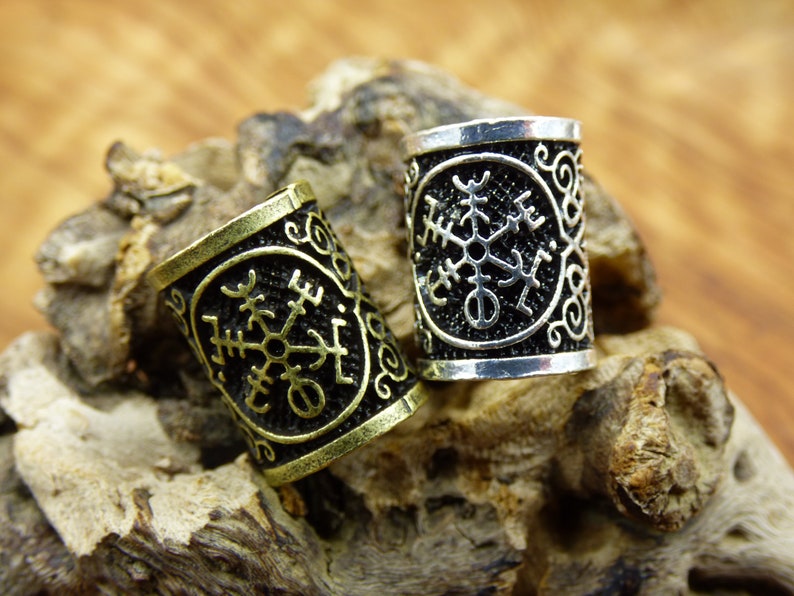 Brass Dreadlock Beads Runes Bronze/Silver Celtic Power Odin Germanic Beard Beads Breads Dreads HIPPIE GOA Boho Nature Vintage Viking 4