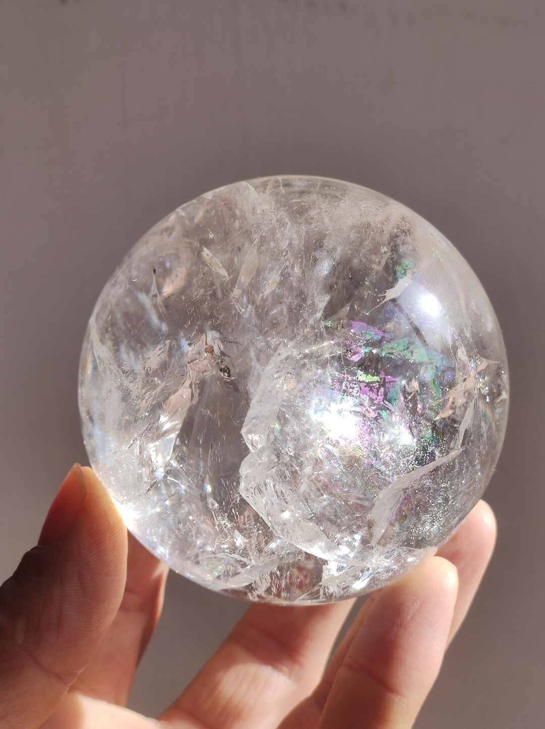 Spiritual Rainbow Rocks XL Rainbow Rock Crystal Quartz ~ Magic Gemstone Sphere Massage ...