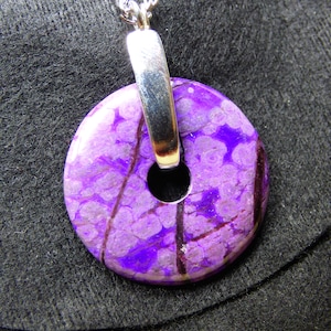 Sugilith & Richterit Schutz Donut Edelstein Kette 925 Sterling Silber Mineral Sammler Natur Heilstein Rarität Sugilite Energie AAA RAR