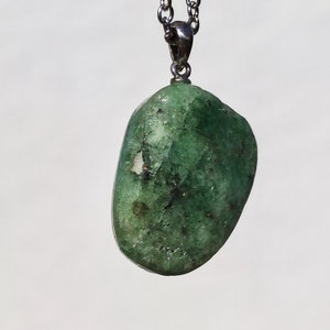 Tsavorite *Rare* ~ 925 Sterling Silver Gemstone Necklace HIPPIE GOA Boho Ethno Nature Healing Stone Pendant Gift Man Woman He She