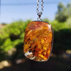 Pietersite gold red - 925 Sterling Silver Gemstone Necklace Nature Protection Rarity Healing Stone Crystal Man Woman He She Gift Shimmer