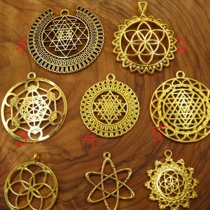 Flower of Life Flower / Seed of Life Sri Yantra Spiral Circles ~ Mandala Necklace ~ ~HIPPIE ~GOA ~Boho ~Tibet ~Ethno ~Nature Fibonacci