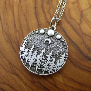 Ciclo Lunare dell'Albero Natura Notturna ~ Collana Amuleto Argento Antico Tibet HIPPIE GOA Boho Tibet Etnico Esoterico Albero della Vita Radici Yin Yang