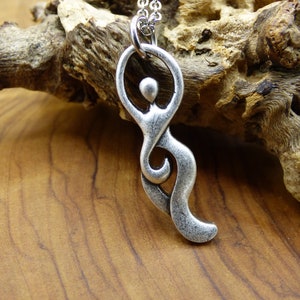 Naszyjnik z wisiorkiem spiralnym bogini księżyca ~ Ochrona cyklu dla kobiet w ciąży, noc sakralna, srebrny HIPPIE GOA, boho, tybetański, etniczny, naturalny, ezoteryczny, srebrny