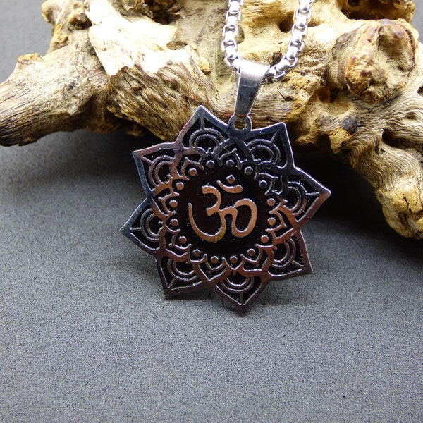 OM/Aum ॐ Mandala Boho Stern Amulet Kette 304 Edelstahl ~Tibet ~HIPPIE ~GOA ~Tibet  ~Ethno ~Nature ~Esoterik ~Ethnic ~Indian