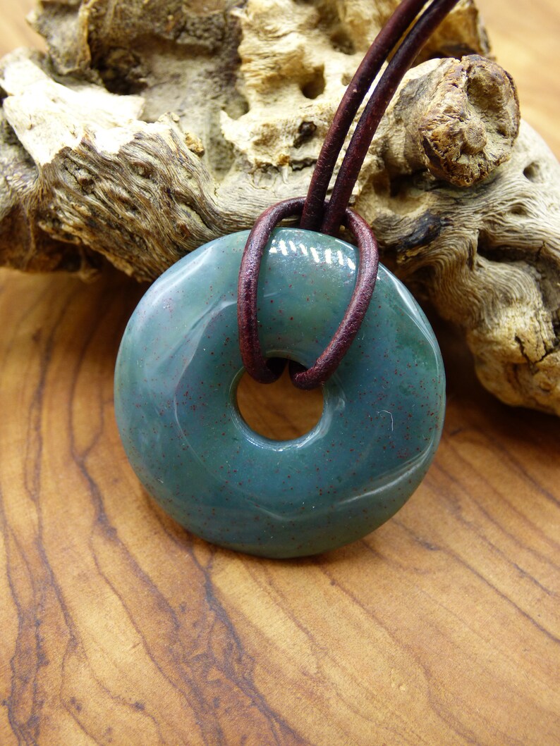 HIPPIE GOA-Goa-Boho-Ethno-Nature-Healing Stone Heliotrope Gemstone Donut Necklace Green