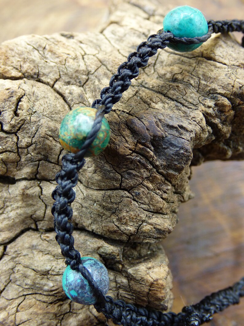 Chrysocoll ~ Gem Makramee Bracelet ~ GOA ~ Hippie ~ Boho ~ Ethno ~ Indie ~ Nature ~ Healing Stone