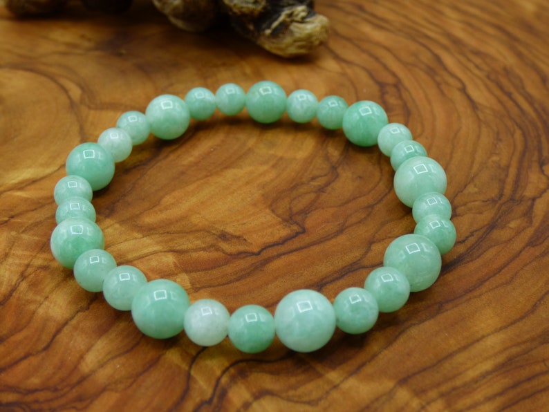 Jade Burma Gemstone Bracelet Stretch GOA Hippie Boho Ethno Indie Nature Healing Stone Energy Chakra image 4