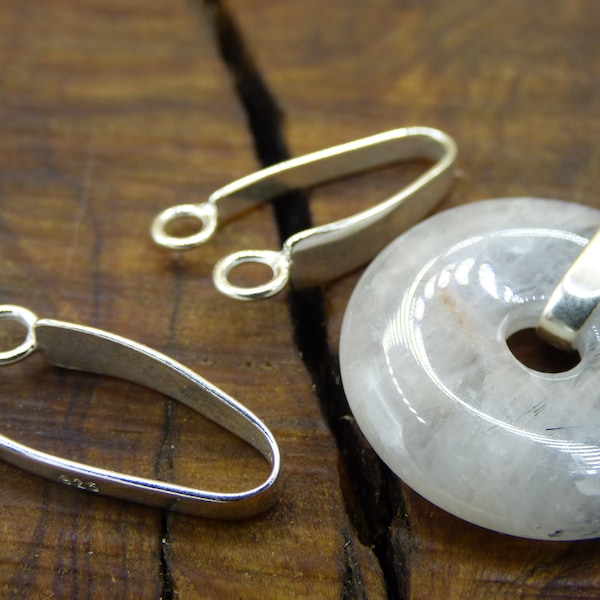 1x Donut Holder 925 Sterling Silver for Donuts 30 mm + 40 mm Gemstone Chain Jewelry Accessory Finishing Setting Clip Hole