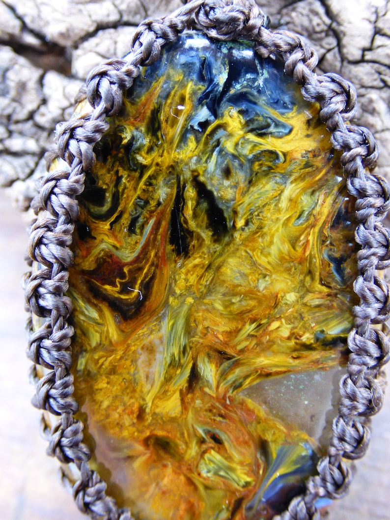 Pietersite Golden ~ macrium Gemstone Necklace ~ Hippie ~ Goa ~ Boho ~ Ethno ~ Nature ~ Healing Stone ~ Flash ~ Fire ~ river ~ Flash ~ rarity