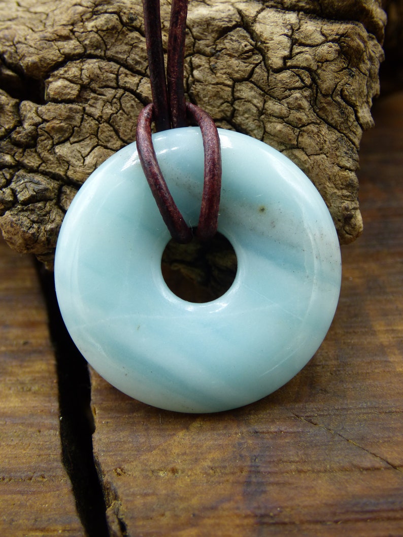 Amazonite ~ Gem Chain ~ HIPPIE ~ GOA ~ Boho ~ Tibet ~ Ethno ~ Nature ~ Donut ~ Protection Symbol ~ Healing Stone