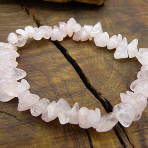 Rose quartz splinter - gemstone bracelet pink hippie boho natural healing stone gift him she man woman friend rarity power energy power chakra