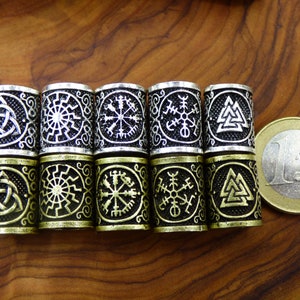 Brass Dreadlock Beads Runes Bronze/Silver Celtic Power Odin Germanic Beard Beads Breads Dreads HIPPIE GOA Boho Nature Vintage Viking image 8