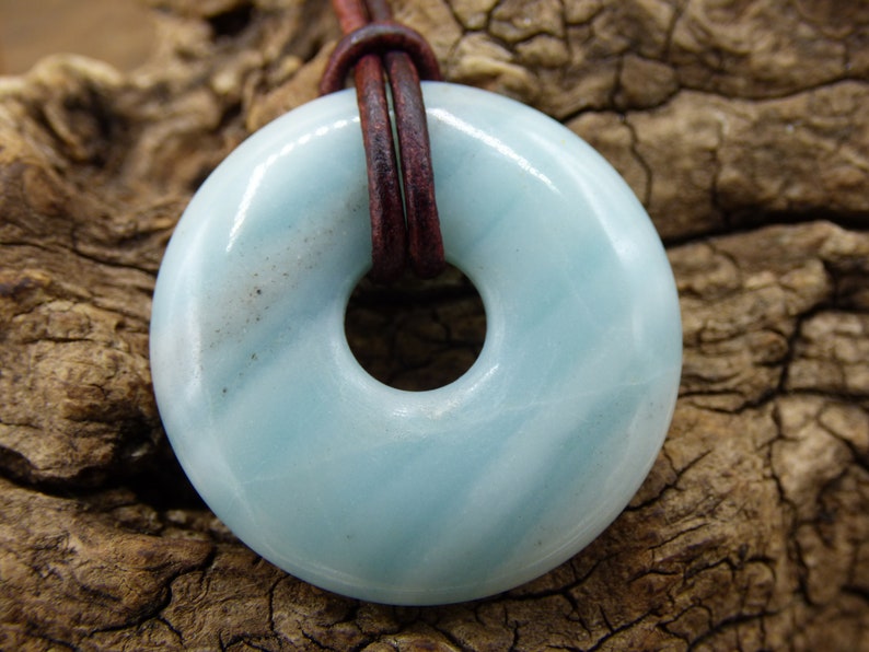 Amazonite ~ Gem Chain ~ HIPPIE ~ GOA ~ Boho ~ Tibet ~ Ethno ~ Nature ~ Donut ~ Protection Symbol ~ Healing Stone