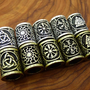 Brass Dreadlock Beads Runes Bronze/Silver Celtic Power Odin Germanic Beard Beads Breads Dreads HIPPIE GOA Boho Nature Vintage Viking image 2