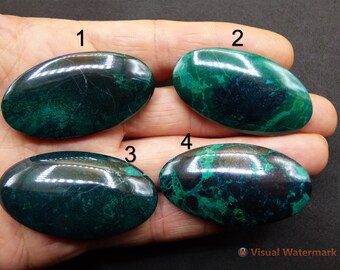 Chrysocoll *High Quality* Fair Trade Edelstein Cabochon flacher Stein Auflegestein Deko Kristall Makramee Heilstein Crysokoll Crysokoll grün