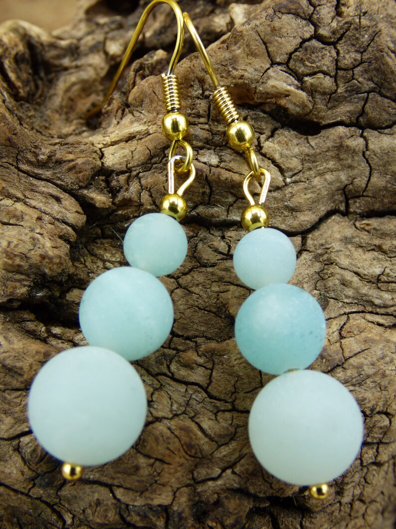 Amazonite ~ Gem Earrings ~ GOA ~ Hippie ~ Boho ~ Ethno ~ Nature ~ Healing Stone ~ Nature ~ Earrings ~ Stainless Steel ~ rarity Two Designs
