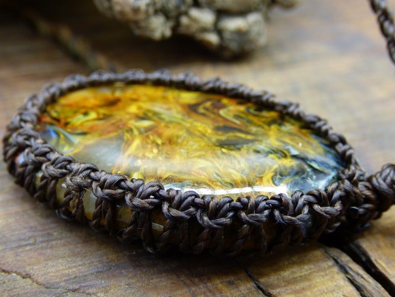 Pietersite Golden ~ macrium Gemstone Necklace ~ Hippie ~ Goa ~ Boho ~ Ethno ~ Nature ~ Healing Stone ~ Flash ~ Fire ~ river ~ Flash ~ rarity