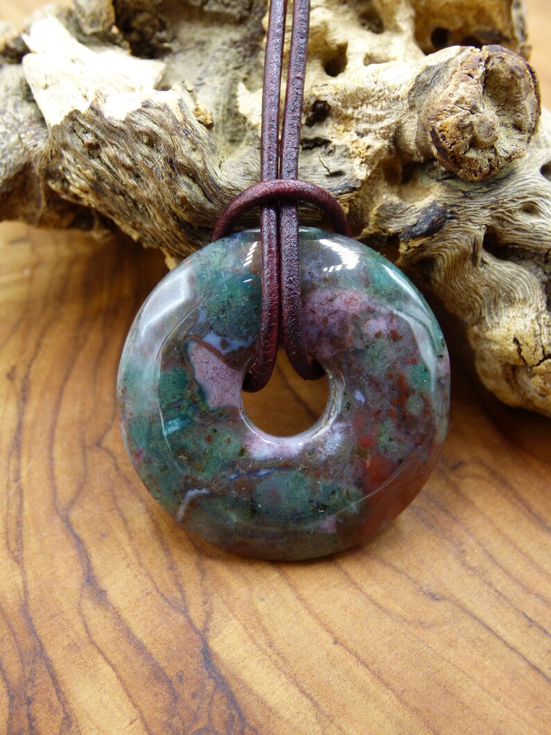 Heliotropo y Mossachato - Gemstone Doughnut Collar Verde -HIPPIE -GOA-Boho-Ethno-Nature-Healing Stone