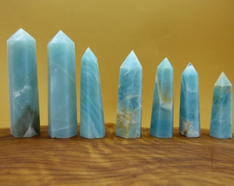 Karibisk kalcit A (blå kalcit-aragonit) kristall spets obelisk magisk ädelsten dekoration massagestav kristall hippie goa helande sten