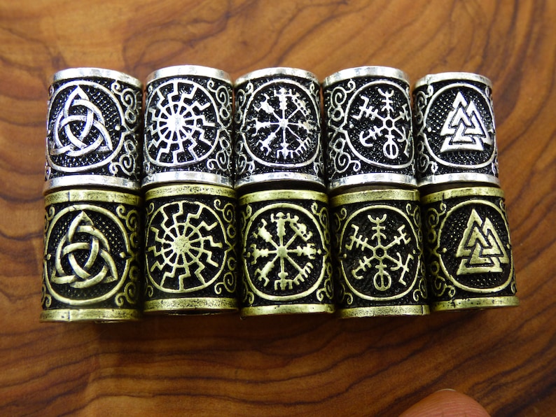 Brass Dreadlock Beads Runes Bronze/Silver Celtic Power Odin Germanic Beard Beads Breads Dreads HIPPIE GOA Boho Nature Vintage Viking image 9