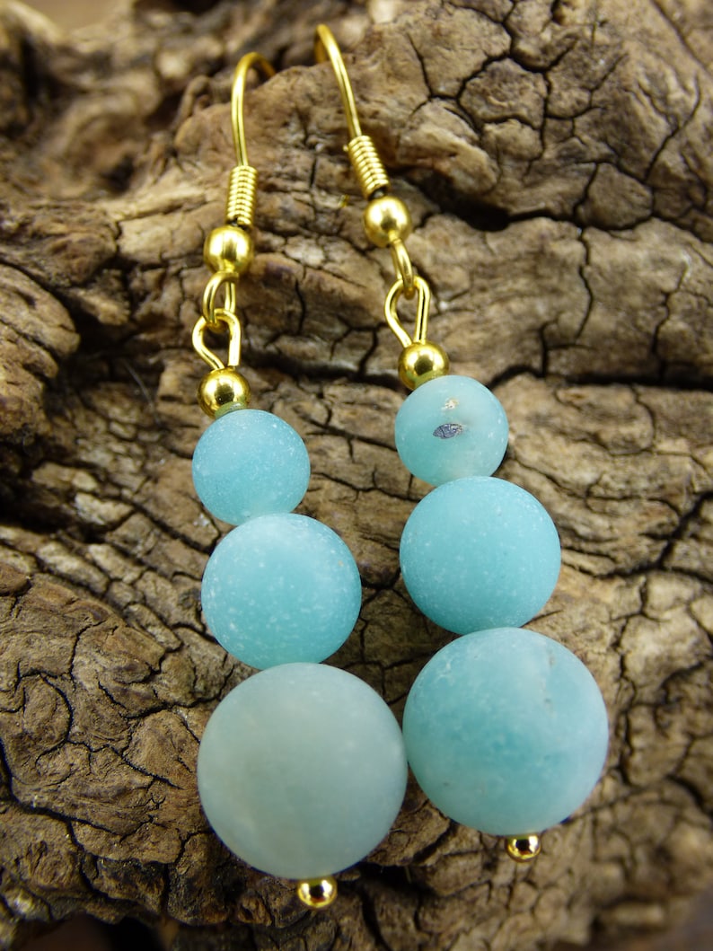 Amazonite ~ Gem Earrings ~ GOA ~ Hippie ~ Boho ~ Ethno ~ Nature ~ Healing Stone ~ Nature ~ Earrings ~ Stainless Steel ~ rarity Two Designs
