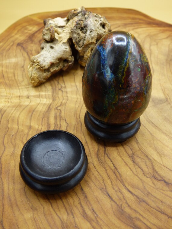 Support pour boules de pierres précieuses en bois ou en shungite Boule de cristal  déco HIPPIE GOA Boho Ethno Pierre de guérison Trésor naturel -  France