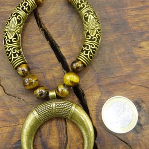 Mond Tigerauge Edelstein Kette HIPPIE GOA Boho Tibet Ethno Nature Bild 4