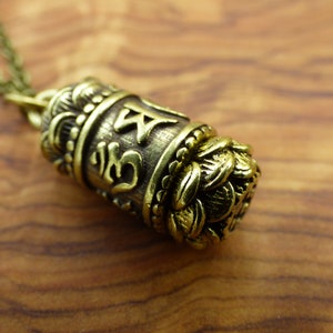 Tibetan Pendant Brass Bronze Chain Box Buddhism Prayer Mantra Urn Medallion Goa Hippie Vintage Ethnic Psy Talisman Meditation OM Mani