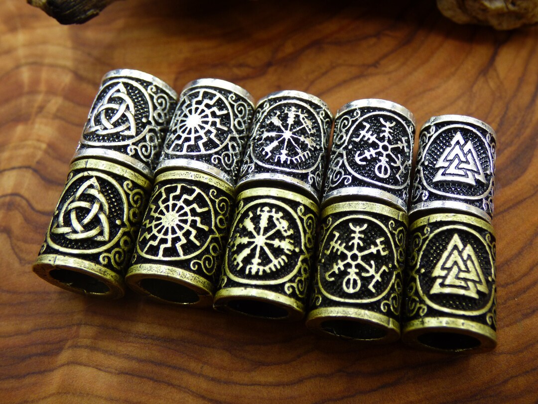 Brass Dreadlock Beads Runes Bronze/silver Celts Power Odin Germanic ...