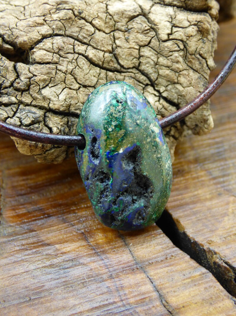 Malachite /& azurite ~ Gemstone Necklace ~ Hippie ~ Goa ~ Boho ~ Ethno ~ Nature ~ Healing Stone