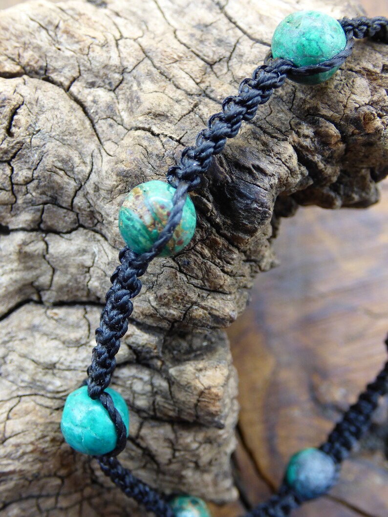 Chrysocoll ~ Gem Makramee Bracelet ~ GOA ~ Hippie ~ Boho ~ Ethno ~ Indie ~ Nature ~ Healing Stone
