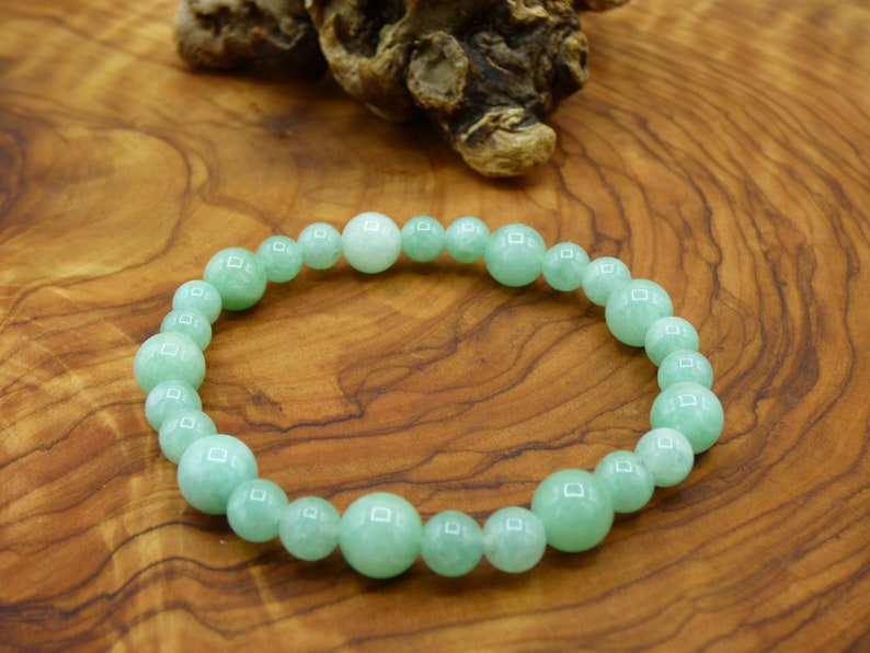 Jade Burma Gemstone Bracelet Stretch GOA Hippie Boho Ethno Indie Nature Healing Stone Energy Chakra image 1