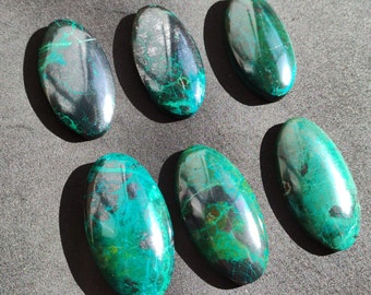 Chrysocoll *High Quality* Fair Trade Edelstein Cabochon flacher Stein Auflegestein Deko Kristall Makramee Heilstein Crysokoll Crysokoll grün