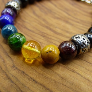 Chakra gemstone bracelet black tourmaline tiger eye GOA hippie boho natural healing stone gift him her man woman friend energy power chakra