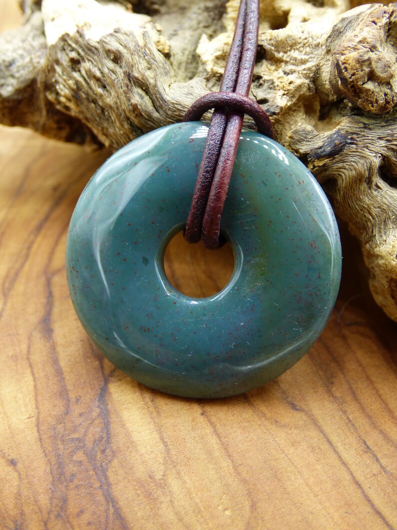 HIPPIE GOA-Goa-Boho-Ethno-Nature-Healing Stone Heliotrope Gemstone Donut Necklace Green