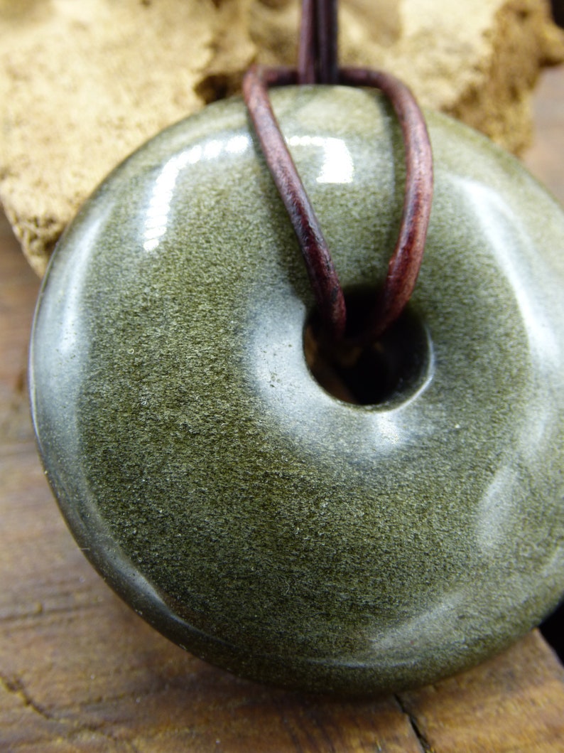 Goldobsidian 40 mm Donut ~ Gem Chain ~ HIPPIE ~ GOA ~ Boho ~ Tibet ~ Ethno ~ Nature ~ Sanctust Symbol ~ Healing Stone