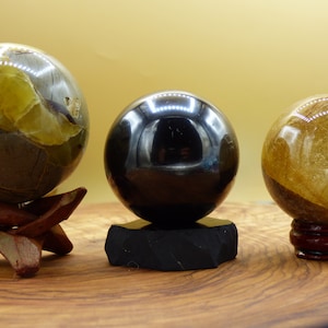Stand for gemstone balls 7 different made of wood and gemstone decoration crystal ball house energy living healing stone collector display case base
