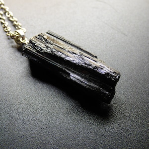 Tourmaline / Schörl black + 925 sterling silver eyelet + 304 stainless steel chain protection gemstone chain ~HIPPIE ~GOA ~Boho ~Ethno ~Nature ~Healing stone
