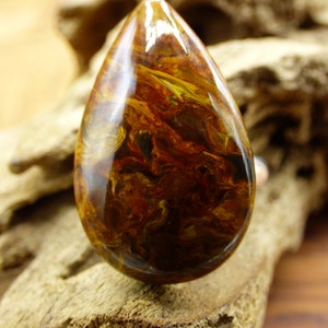 Anello in argento 925 con pietra preziosa Pietersite, pietra curativa naturale, rarità, regalo prezioso di alta qualità per donna, Peterstone, fulmine, fuoco, fiume, oro rosso